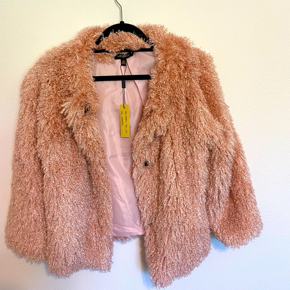 Melissa Paige Soft Pink Shag Jacket Size Large